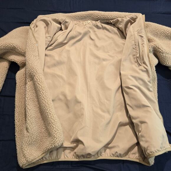 John Galt Sherpa Teddy Jacket Full Zip Beige Size M Cozy Casual - Picture 9 of 11